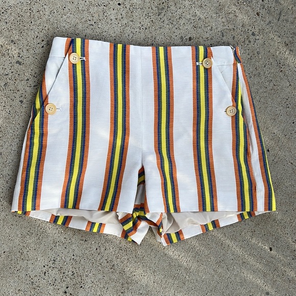 J. Crew Pants - J. Crew striped side zip shorts with button pockets size 4